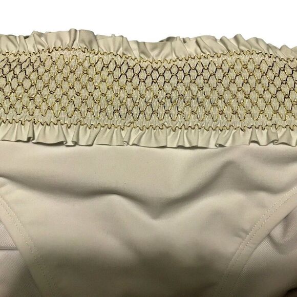 Bleu Rod Beattie Embroidered Smocked White Hipster Bikini Bottom Size 12 NEW - Picture 2 of 4
